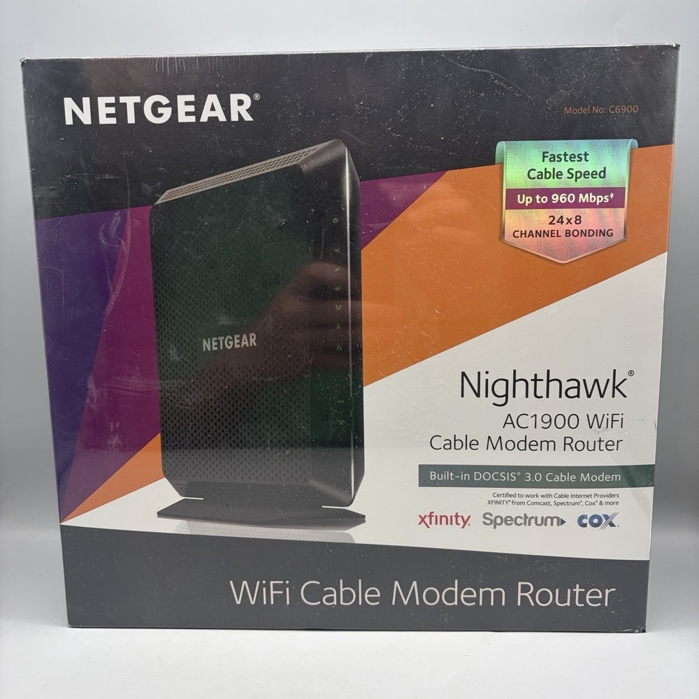 Netgear Nighthawk AC1900 C6900 WiFi Cable Modem Router - Sealed